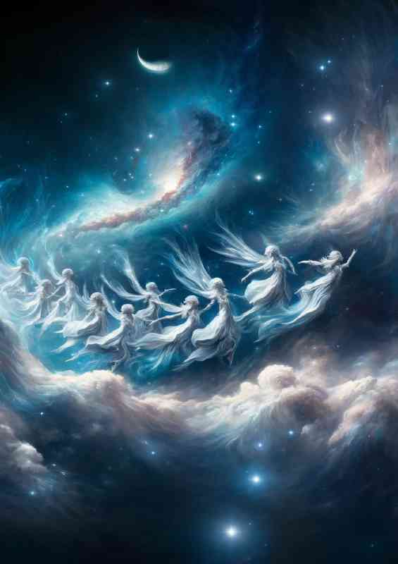 Celestial beings performing a cosmic dance