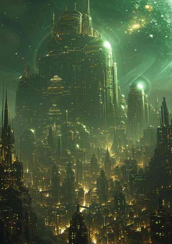 Sifi style another planet jade green