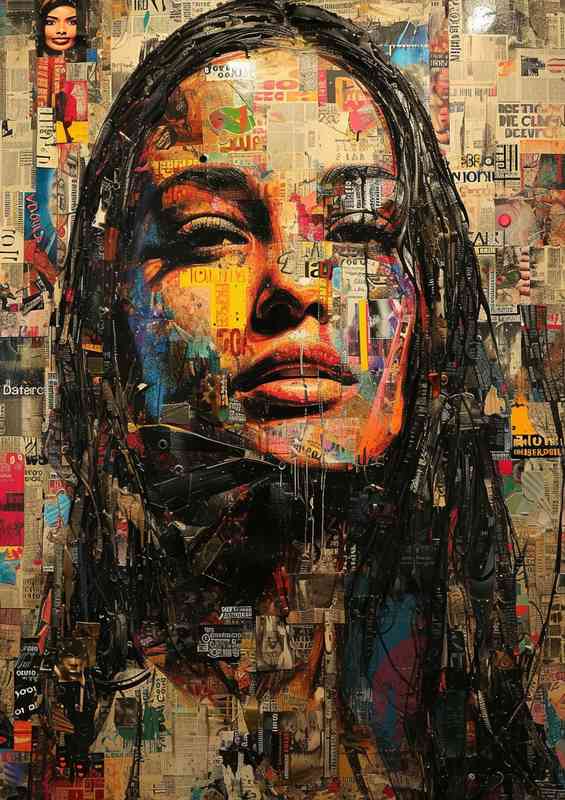 A large collage of paintings made of lots of different styles