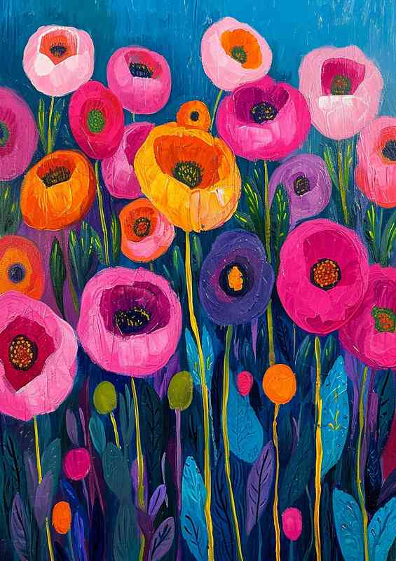 Amazing colours pinks yellows and blues flowers