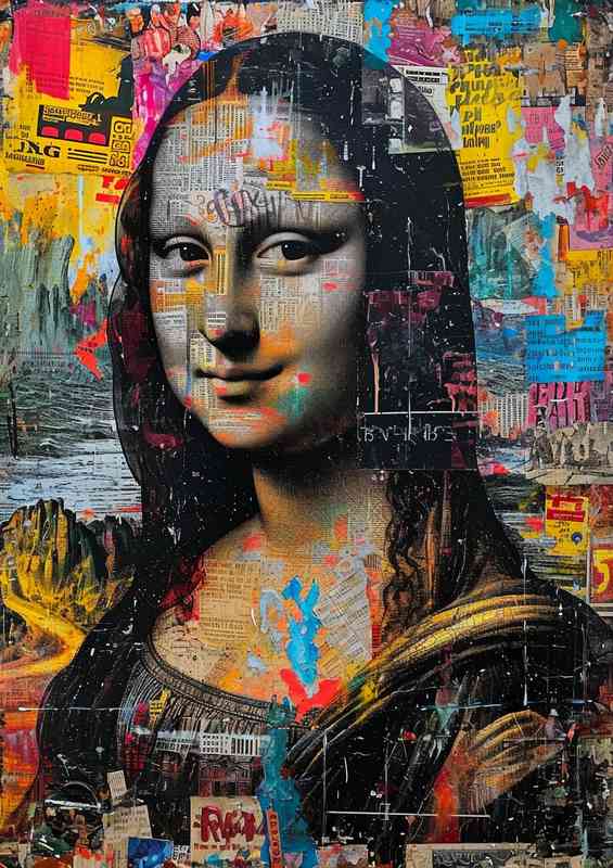 Artlike collage of the face of the Mona Lisa