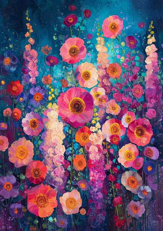 Beautiful flowers in a starry night