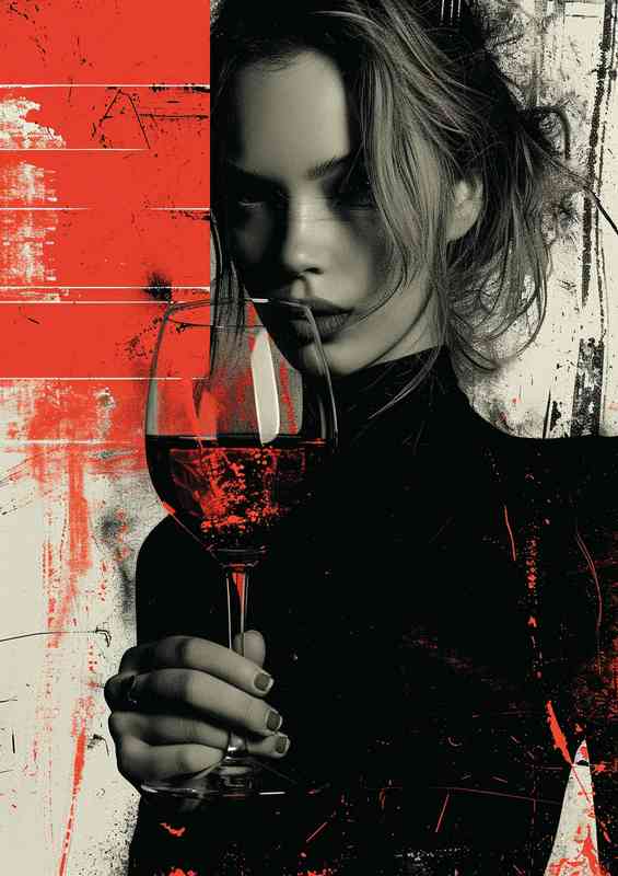 Black and white poster with a splash of red