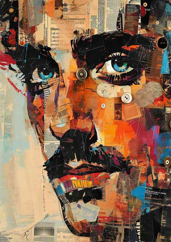 Collage of old magazines newspapers and buttons in street art