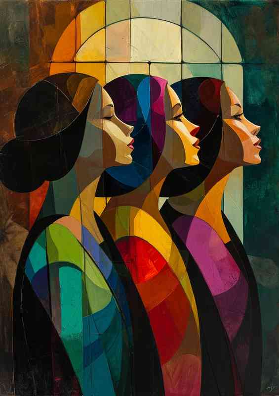 Colourful abstract of three ladys