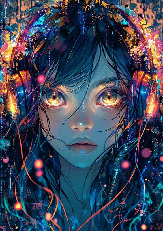 Cute colorful beautiful colorful dj headphones