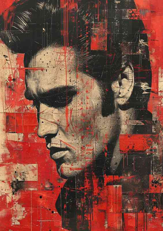 Elvis Presley image with red paint