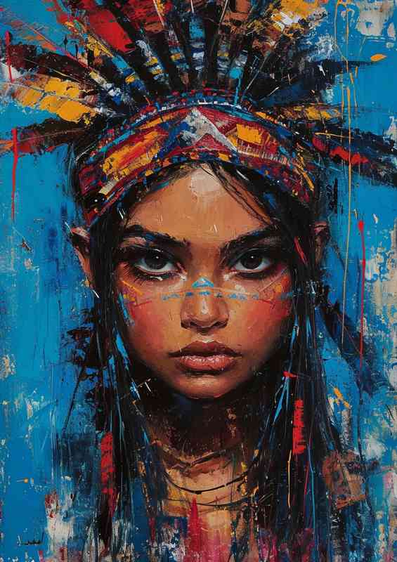 Little girl wearing fearthers painted style