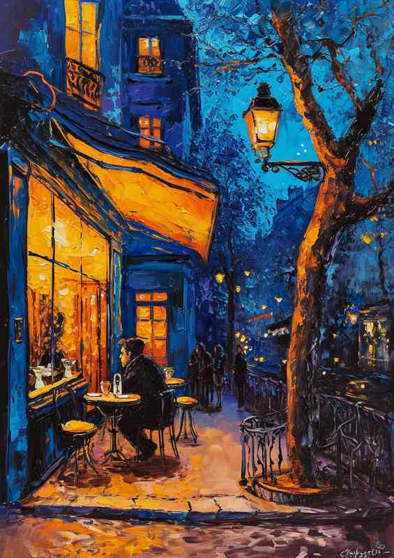 Man outside of a cafe