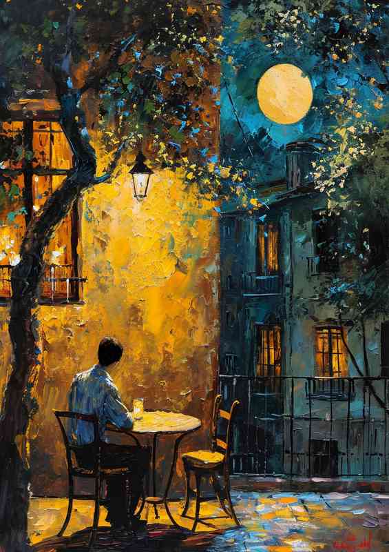 Man sitting outside having a coffee