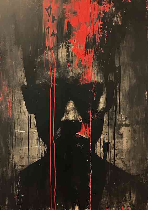 Painted lady with red splatter art