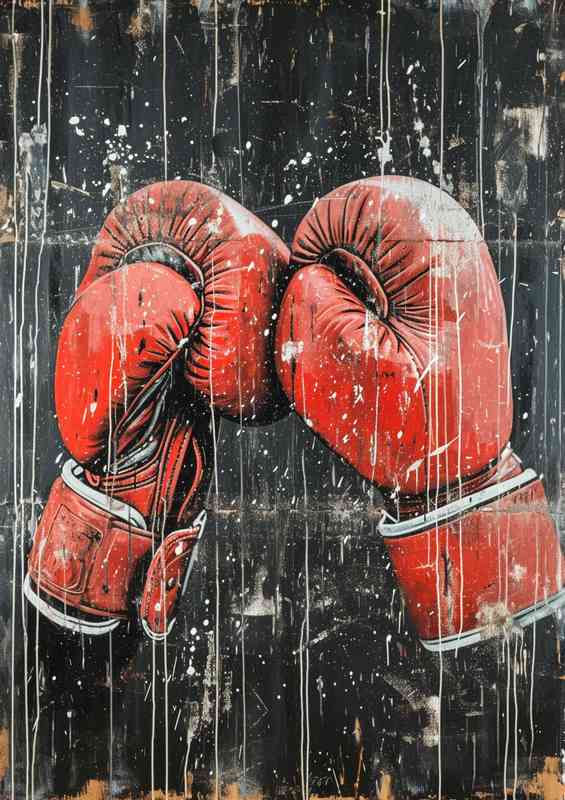 Red gloves with painted srteet art
