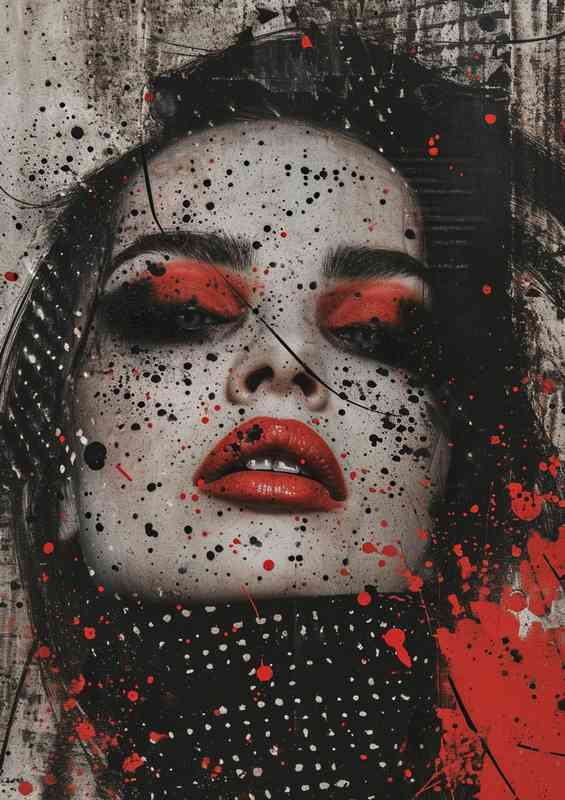 Red lips lady dotted spots street style