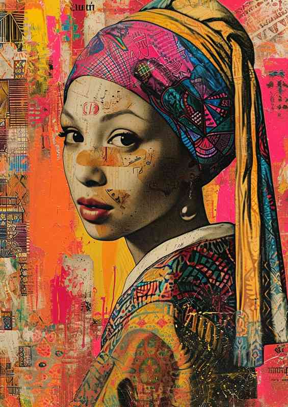 Street art of a leady wearing a pearl earing