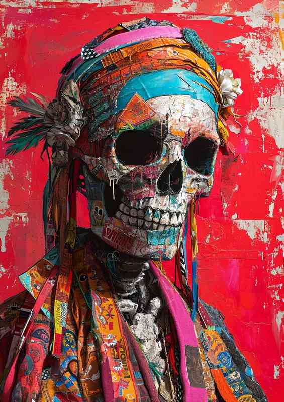 The Painted skull with mixed madia