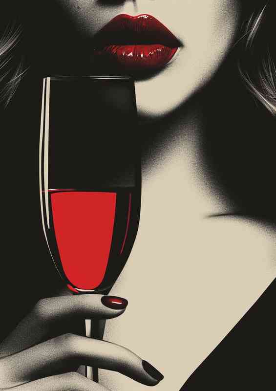 The lady drinking red wine
