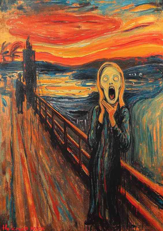 The scream a lady on the walkway