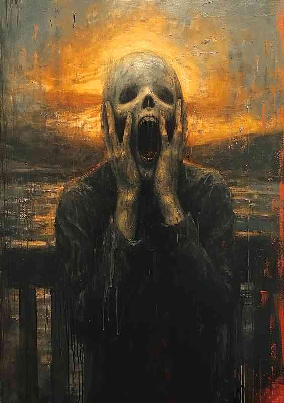 The scream person in the style of illusionistic art