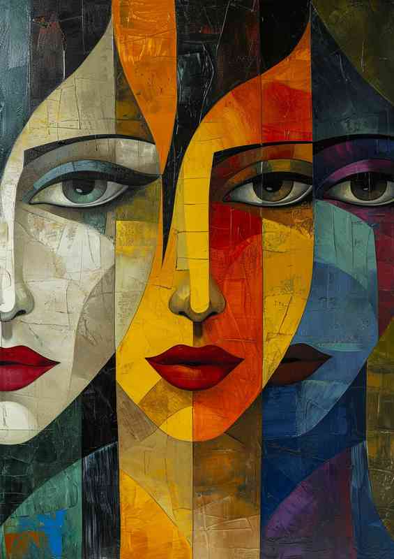 The three faces of ladys in abstract art