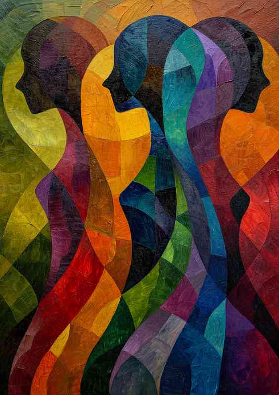 Three colorful women abstract style
