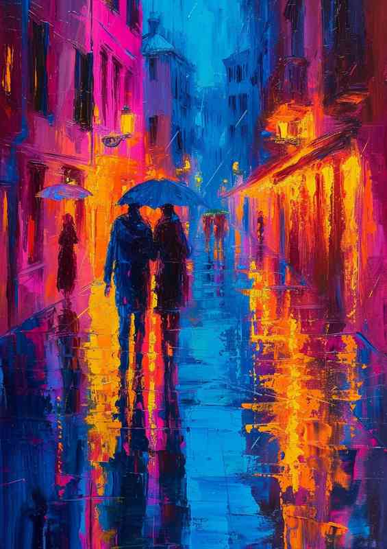 Venice painting with people walking