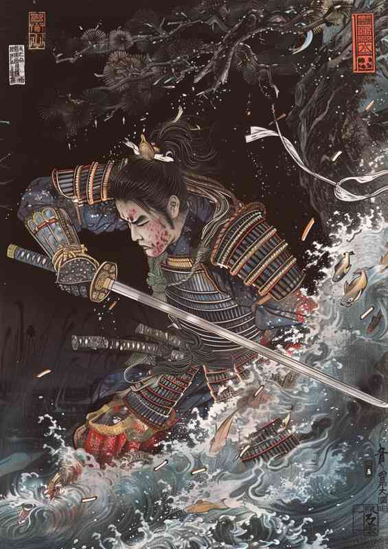A Japanese an_ancient samurai going into battle