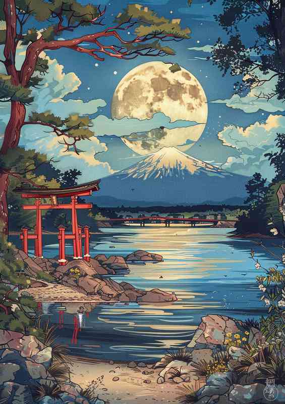 Japanese of the moon rising over Edna