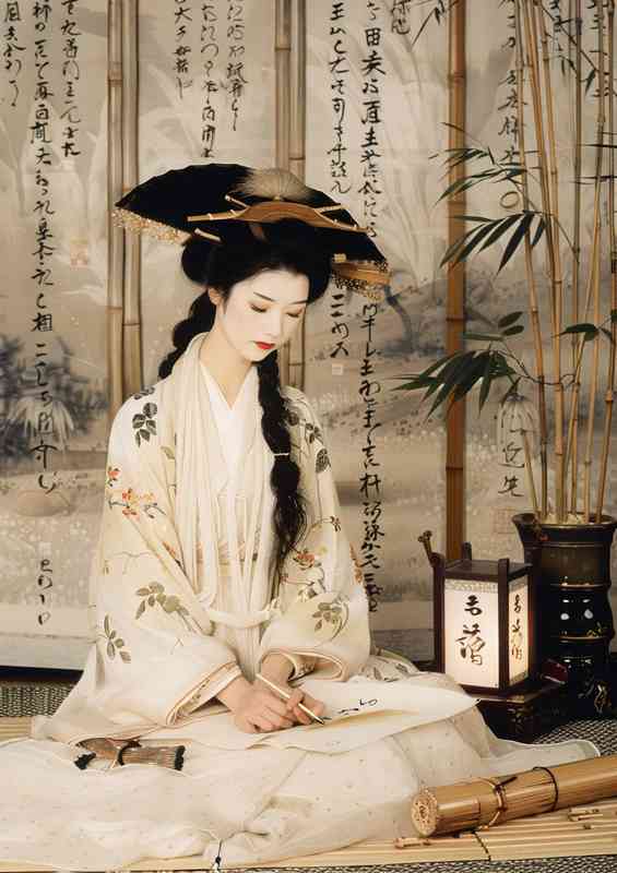 Japanese woman painting