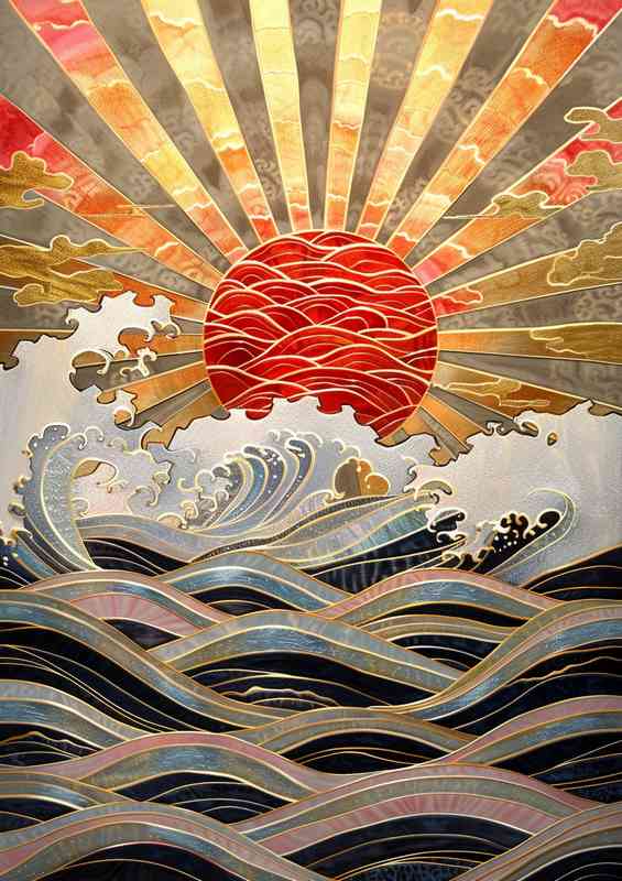 Rising sun over the waves