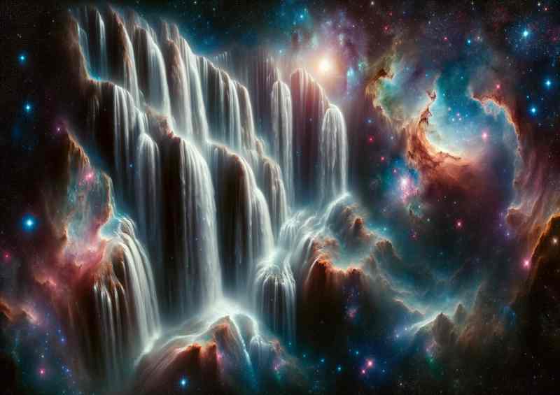 Galaxy Falls Space Oasis Metal Poster