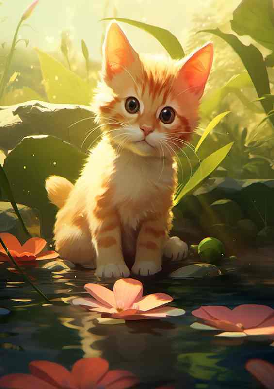 Art of Cats with Leaves on Top