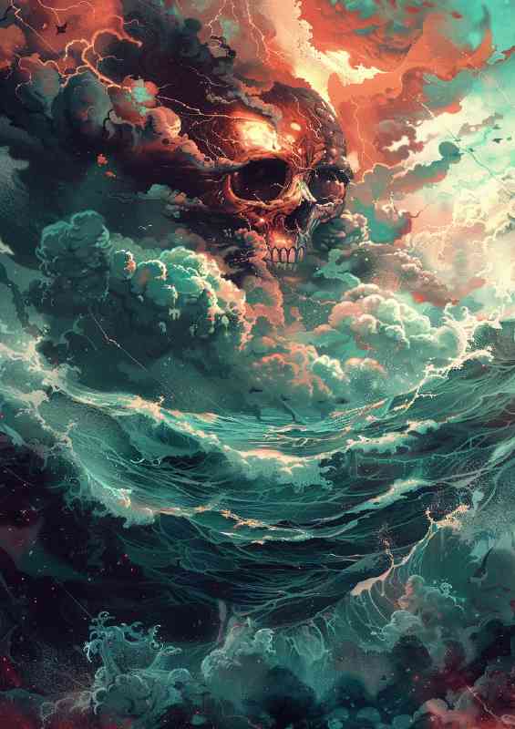 A skull between cloud and the sea