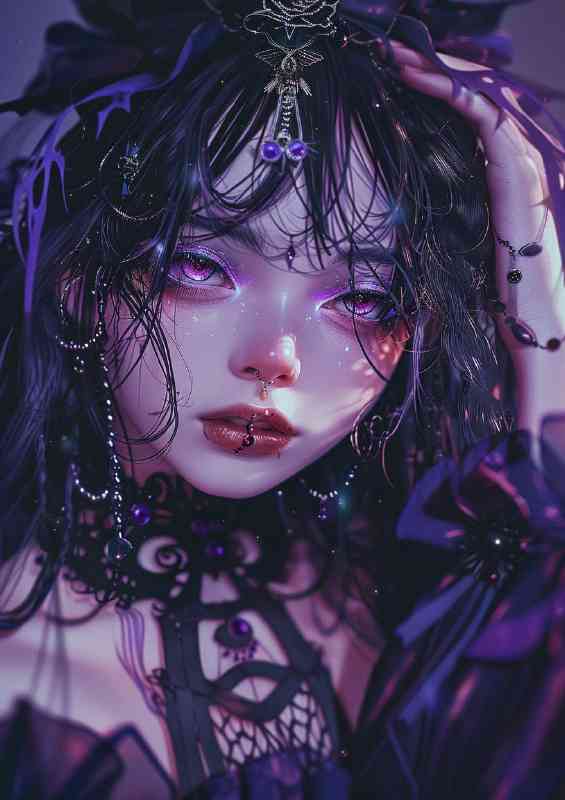 Black hair goth girl