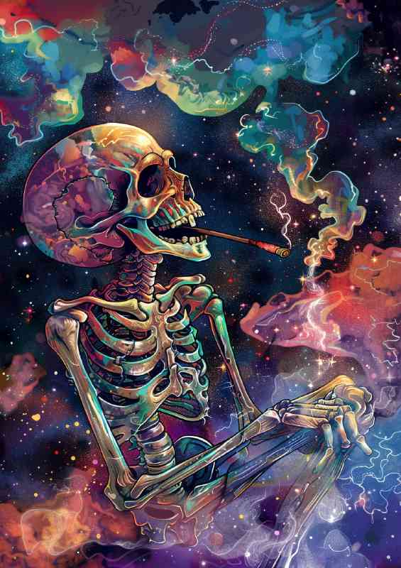 Skelleton in space just chillin