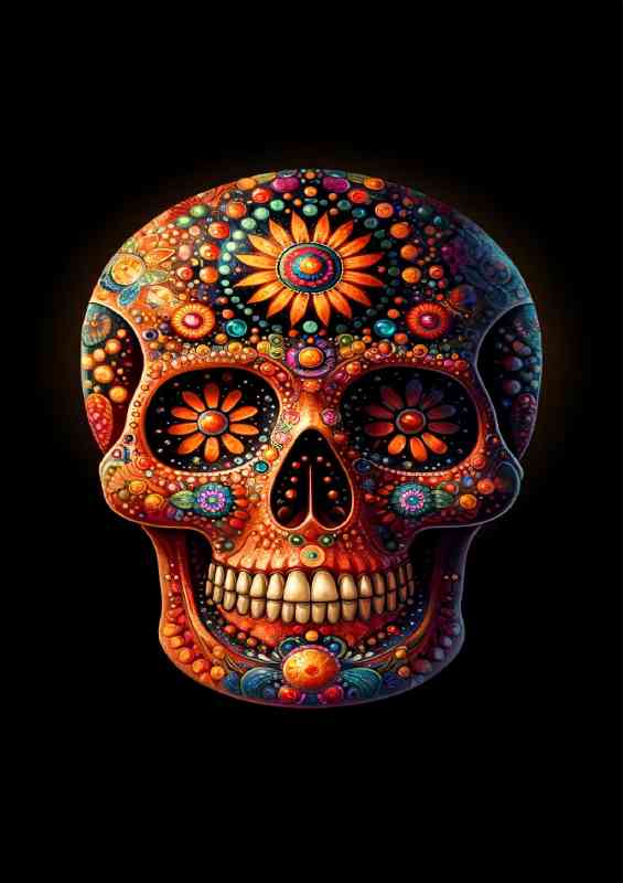 Skull in the style of traditional Mexican Dia de los Muertos