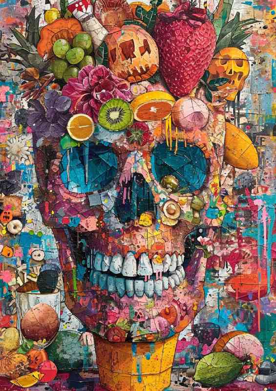 Skull painting has many different kinds of foods