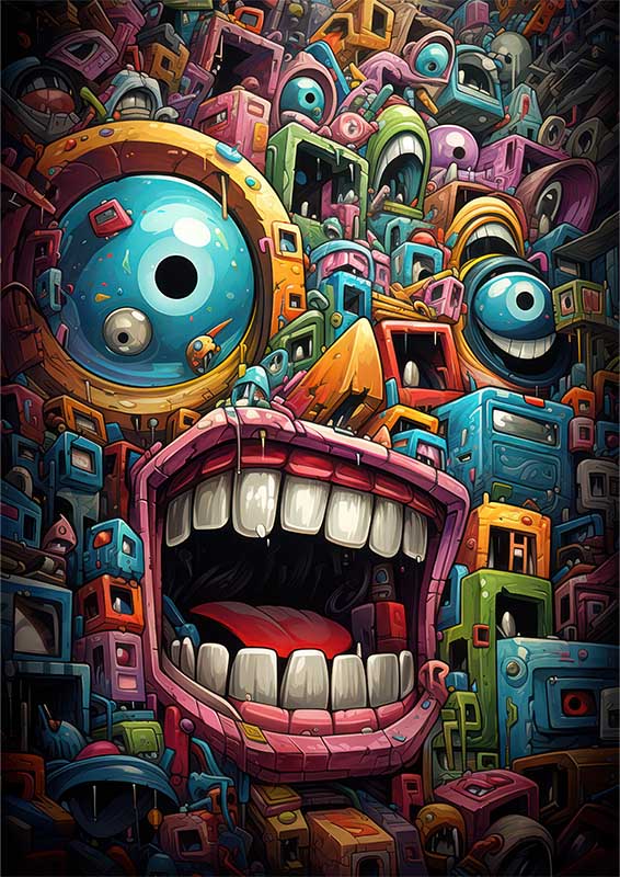 Mosaic Masks large colorful monster artwork