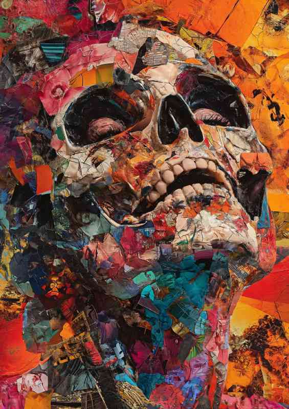 Skull with different items