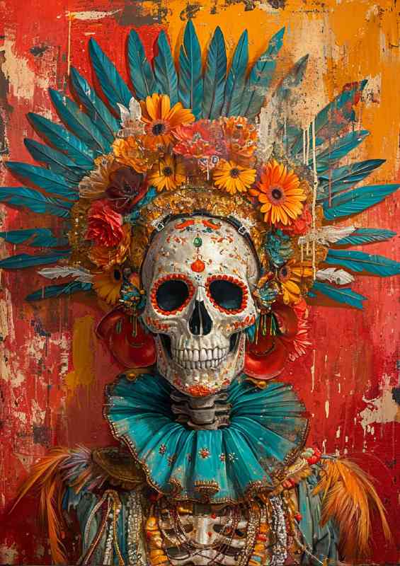 Skull with flowers