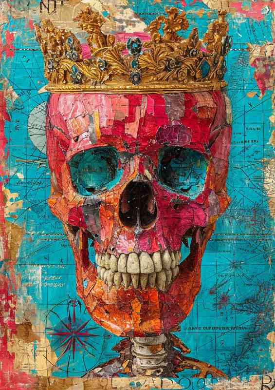 The skull faces the throne
