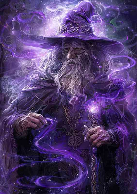 Wizzard in purple with light staff