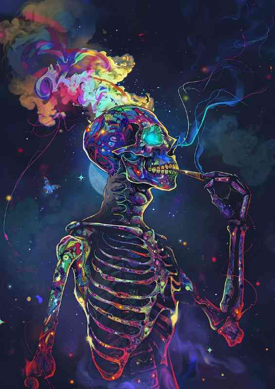 psychedelic skelleton smoke