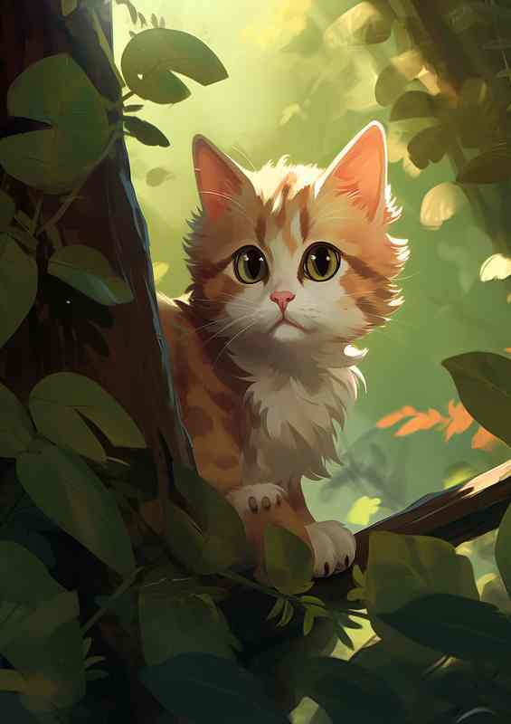 Whiskers And Wilderness Cats with Leaf Paintings