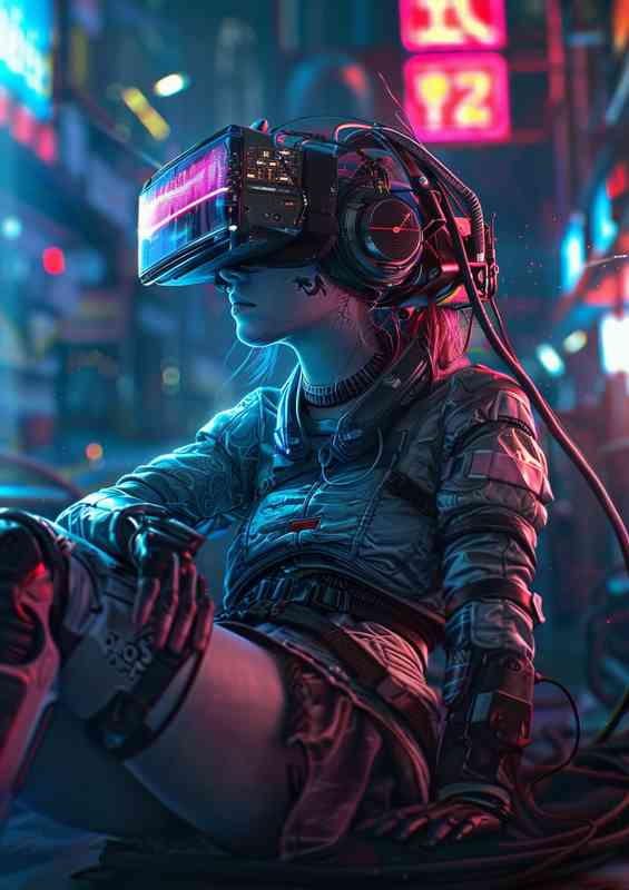 Cybersploitation in the style of cyberpunk dystopia