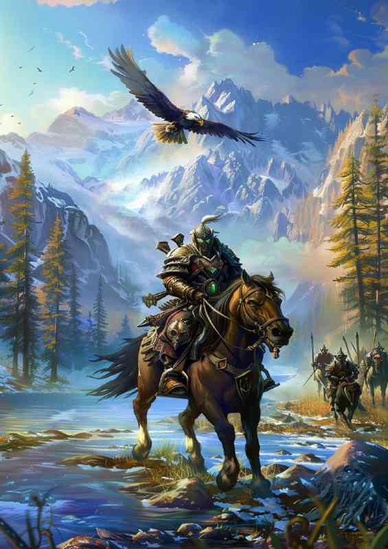 Warrior on Horseback with Eagle flying