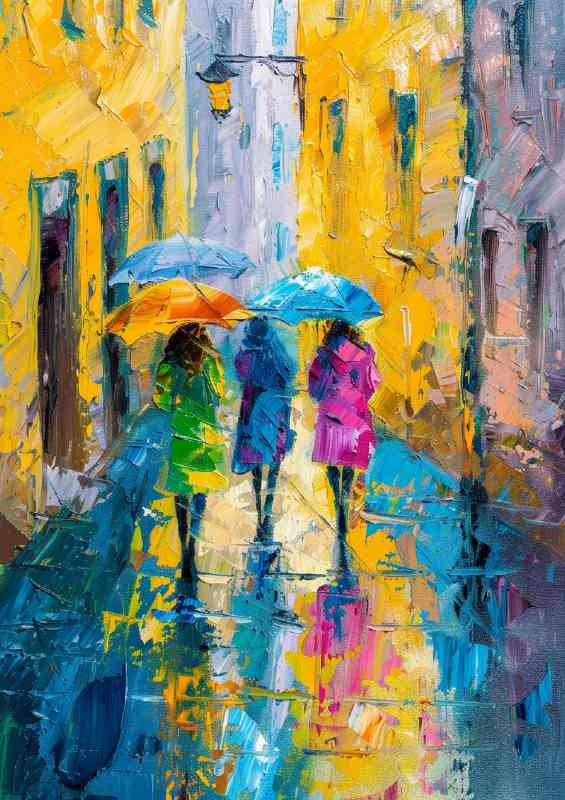 Ladys walking on a rainy day