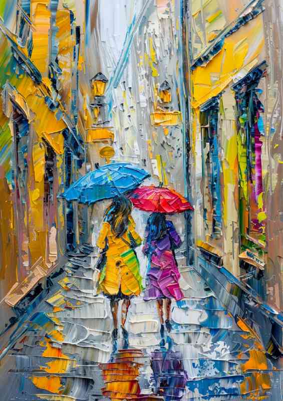 Two ladys walking down the cobbles