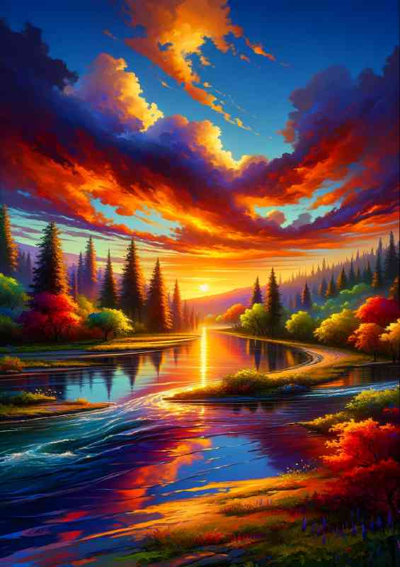 Vibrant landscape at sunset