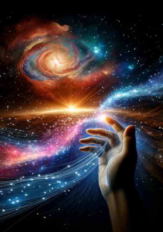 Hand weaving a tapestry of light that forms a galaxy
