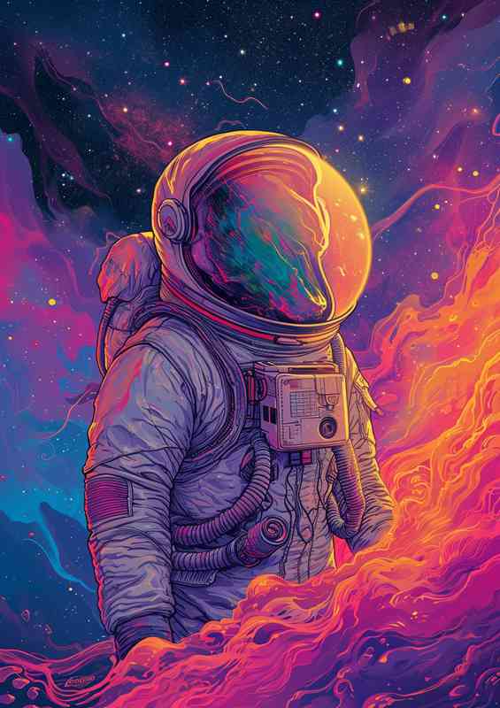 Ailen in a space suit | Metal Poster
